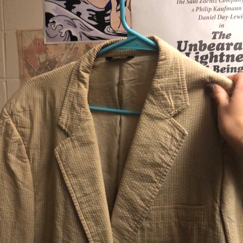 striped beige blazer oversized jacket coat